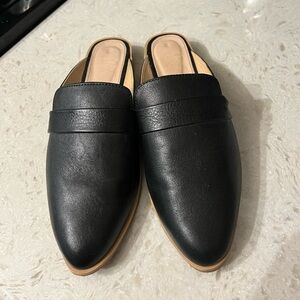 Sseko Women’s Black Leather Slip On Mule Flat Loafer Sz 8